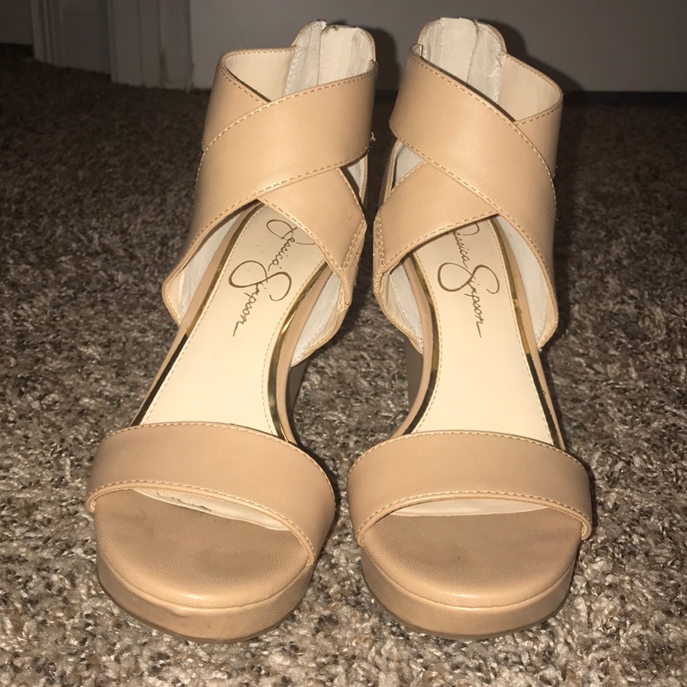 nude wedges